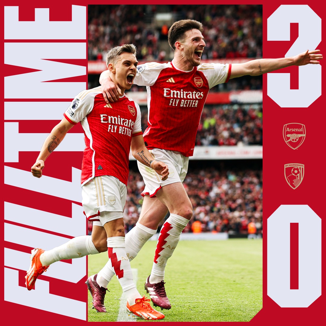 Arsenal’s Premier League Title Charge Remain Intact Following Their 3:0 Victory Against Bournemouth