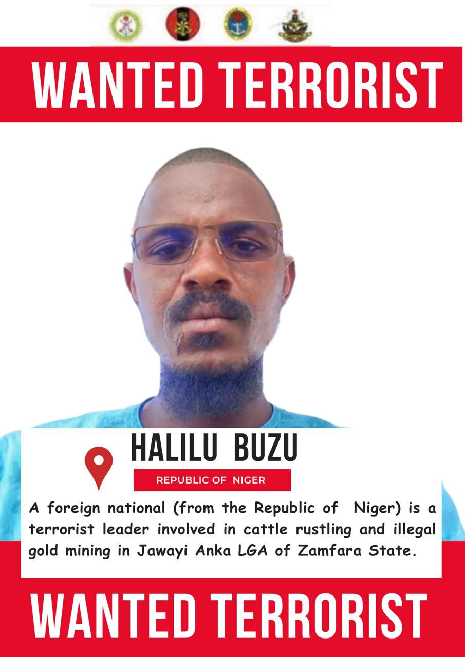 Nigerian Military Declares Nigerien Terrorist Halilu Buzu Wanted For Zamfara Killings