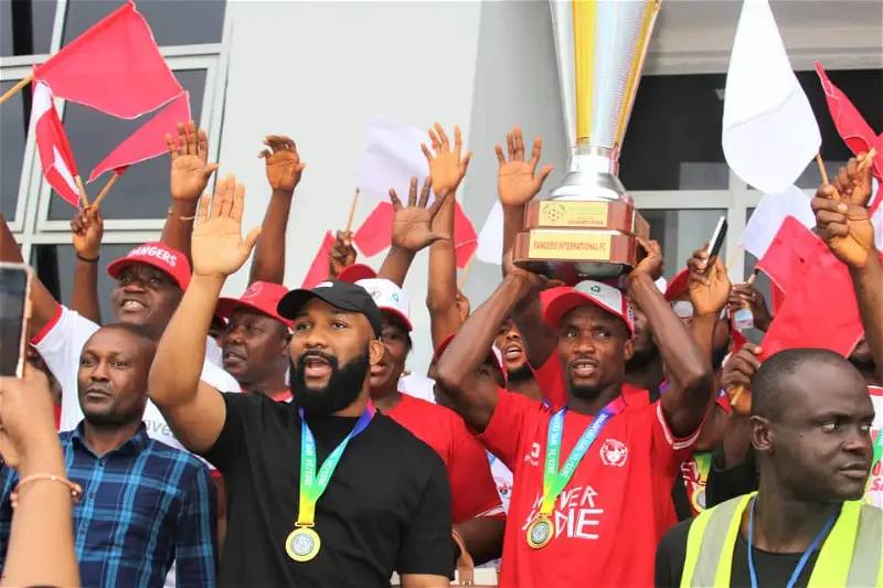 Rangers Celebrate NPFL Trophy In Grand Style, Credit Governor Mbah For Success