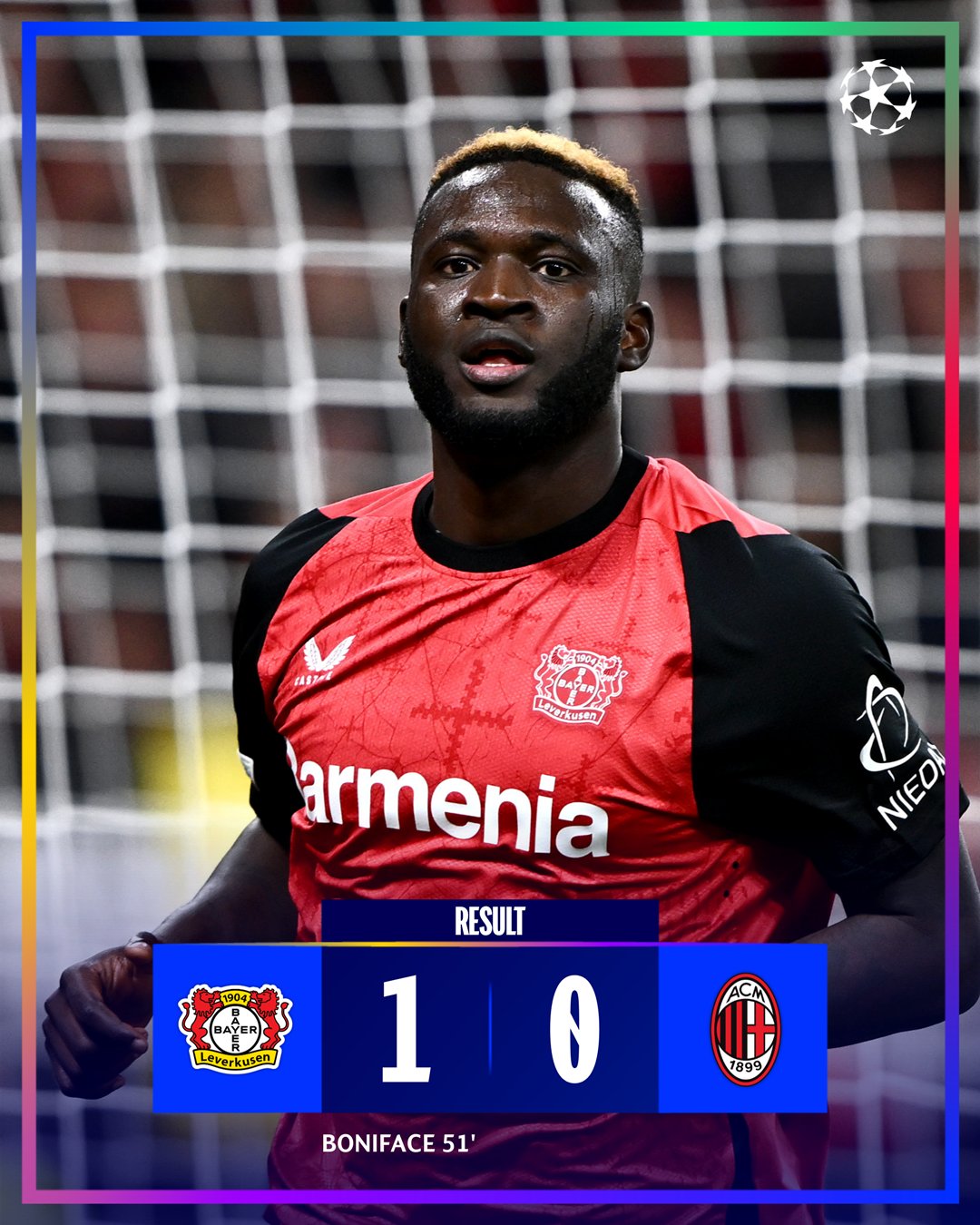 Victor Boniface Secures Leverkusen Victory Against AC Milan In Champions League Clash