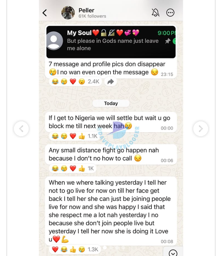 Peller Reacts After Jarvis Blocks Him On WhatsApp Amidst Viral Videos